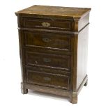 An Italian walnut commode, 18th Century and later, fitted four drawers,