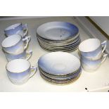 Bing & Grondahl, Copenhagen, seven cups and six saucers, decorated seagulls, cup model 305,