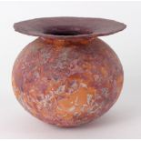 Hilary Laforce (born 1957)/A globular vase with flared rim and speckled glaze to an orange ground,