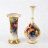 A Royal Worcester porcelain vase decorated by Kitty Blake, of baluster form with slender neck,