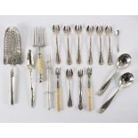 A quantity of Continental white metal flatware including fish slice, marrow scoop marked Alberti,