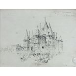 Edgar Wood/Sketches of Belgian Buildings/signed/pen and ink, 20.5cm x 28.