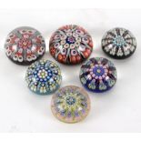 Six millefiori paperweights,