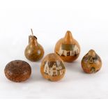 Five decorated calabashes