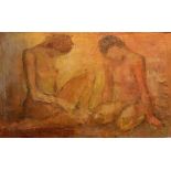 Young/two seated nudes/signed and dated '66/oil on canvas,