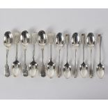 Two sets of six silver teaspoons, Sheffield 1907 and 1909,