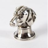 A novelty silver match strike in the form of a dog's head, London 1977, with hinged cover, 4cm long,