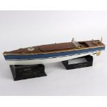 A hand built model power boat 'Louise' made by JD Griffith, 1990,