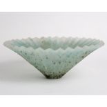 A light blue decorative glass bowl, Tessa Clegg, 1986,