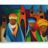 Bayo Ogundele (Nigerian, born 1949)/Northerns/signed and dated 2001/oil on paper, 31.