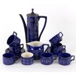 A Portmeirion 'Totem' blue glaze part coffee set