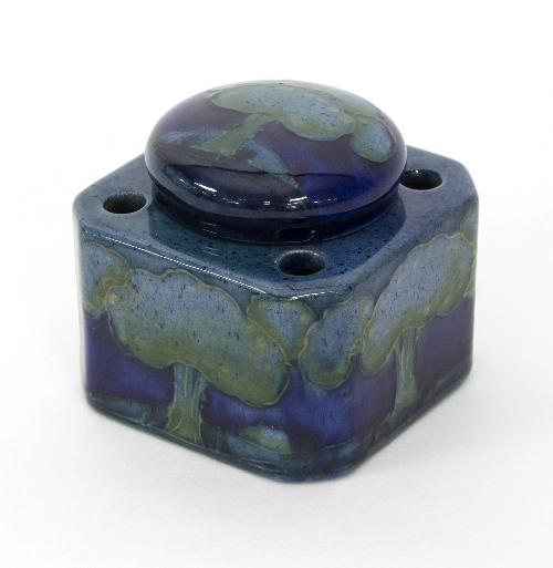 A Moorcroft moonlit blue pattern inkwell and cover,