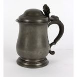 A pint pewter lidded tankard, Ingram and Hunt of Bewdley, circa 1790,