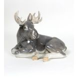 A Royal Copenhagen porcelain model of an elk, model no 2813, marked to base,