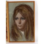 20th Century School/Portrait of a Woman/signed/pastel, 49cm x 39.