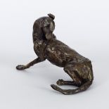 Paul Jenkins (British, born 1949) sculpture of a dog in bronze, monogrammed to underside, 8.