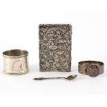 An Eastern white metal card case,