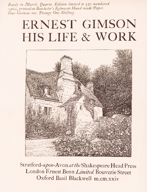 Lethaby (W R), Powell (A H) and Griggs (F L) Ernest Gimson His Life & Work, Shakespeare Head Press,