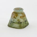 Daum, Nancy, a cameo glass lampshade, etched and enamelled with Autumn trees,