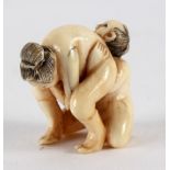 A 19th Century Japanese erotic ivory netsuke, 2.