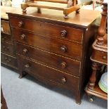 A Victorian mahogany chest of four drawers, on splay feet, 94.