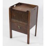A George III mahogany tray top commode, with tambour door, alterations,