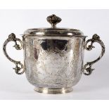 A 17th Century style silver porringer and cover, Richard Comyms, London 1929,