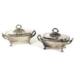 A pair of George III silver sauce tureens and covers, William Burwash & Richard Sibley, London 1809,