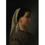 Continental School/Portrait of a Woman in Profile/oil on canvas,