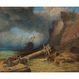 19th Century English School/The Wreck/bears signature/watercolour,