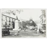 A brown plastic album containing approximately 200 postcards, Madeira, lagar de Vinto,