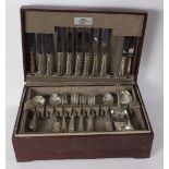 An Argentium silver part canteen, Sheffield 1989, comprising: six table forks, six dessert forks,