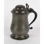 A quart pewter lidded tankard, Bush and Perkins of Bristol, circa 1780, 20.