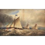 19th Century English School/Yachts on a Rough Sea/watercolour,