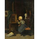 Manner of Théophile Emmanuel Duverger (French 1821-1886)/The Connoisseur/a seated girl examining an