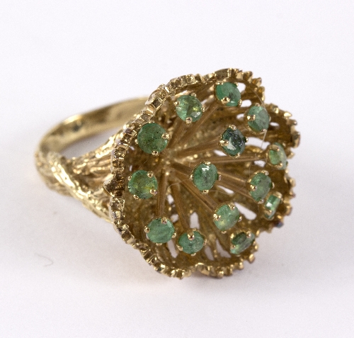 A 14k gold and enamel dress ring of modern design,