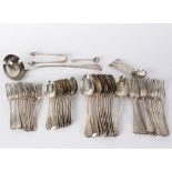 An old English pattern silver table service, various makers and dates,