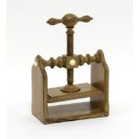 A small olivewood book press, late 19th Century,