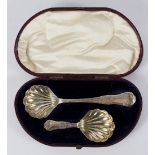 A Victorian silver caddy spoon and the matching spoon, David Robertson, Newcastle 1855,