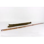 A Richard Walker mark IV split cane fishing rod, B James & Son, London,