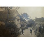 A brown plastic album containing approximately 110 RP postcards, Street Scenes, Houses, People,