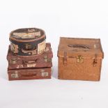 A linen and leather mounted travelling case,