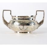 A George III twin-handled silver sugar basin, HI or IH, London 1817, crested, 14cm wide,