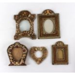 Five early 20th Century shell ware frames,