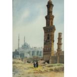 Early 20th Century/Three Egyptian Views/initialled V/watercolour, 22.5cm x 14.