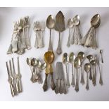 An early 20th Century Danish silver table service, various makers, comprising large serving spoon,