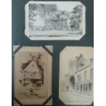 Two cloth covered albums, one containing approximately 160 pencil sketches and other postcards,
