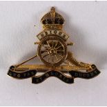 A 9ct gold and enamel regimental brooch,