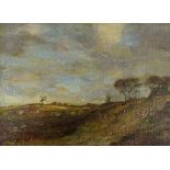 Manner of B W Leader/Pastoral scene with Windmill/signed indistinctly/oil on canvas board,