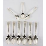 A set of six George III silver table spoons, Soloman Hougham, London 1806,